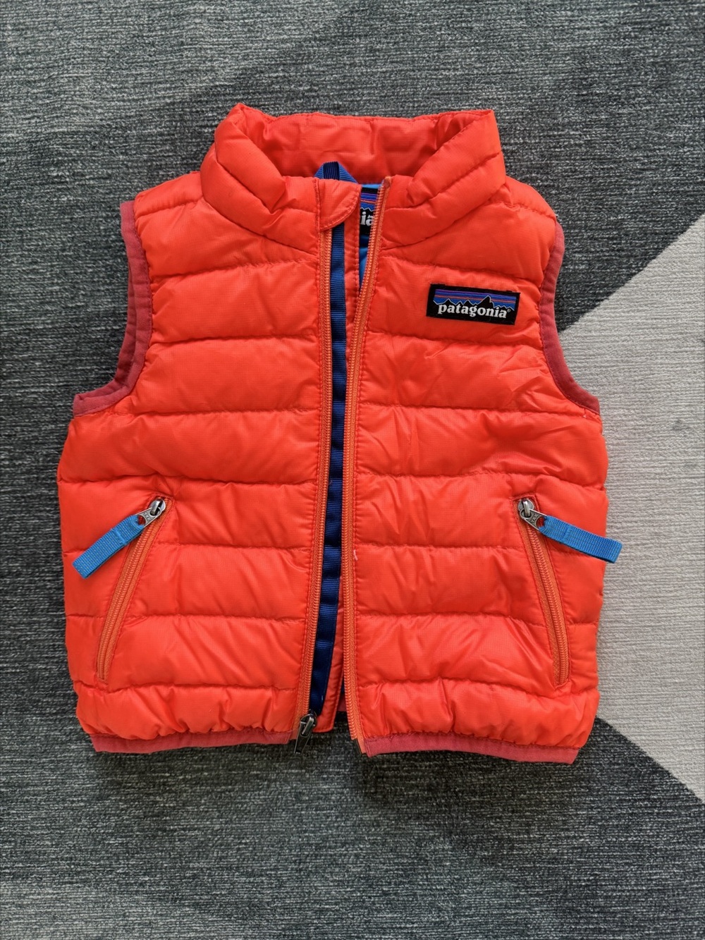 Patagonia Baby Down Vest Orange & Blue Size 3-6M